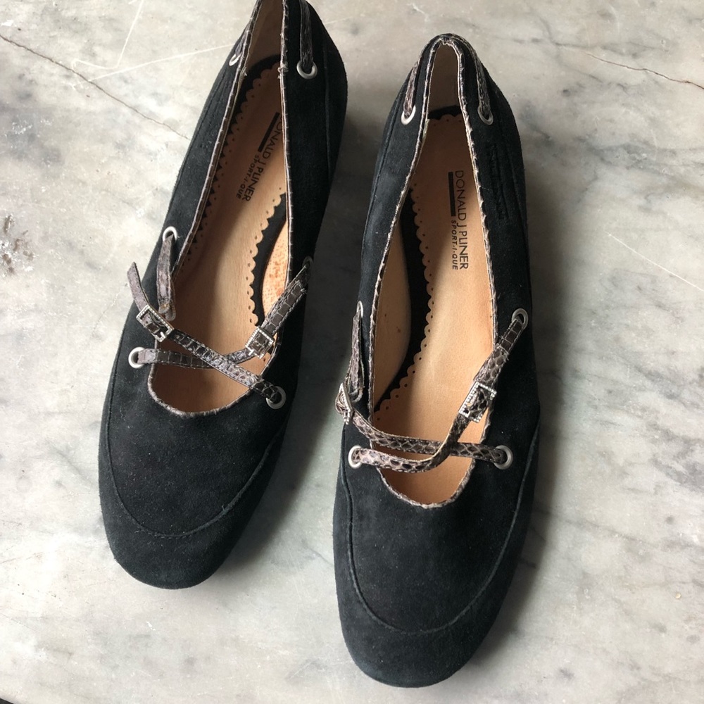 Donald J. Pliner black suede flats